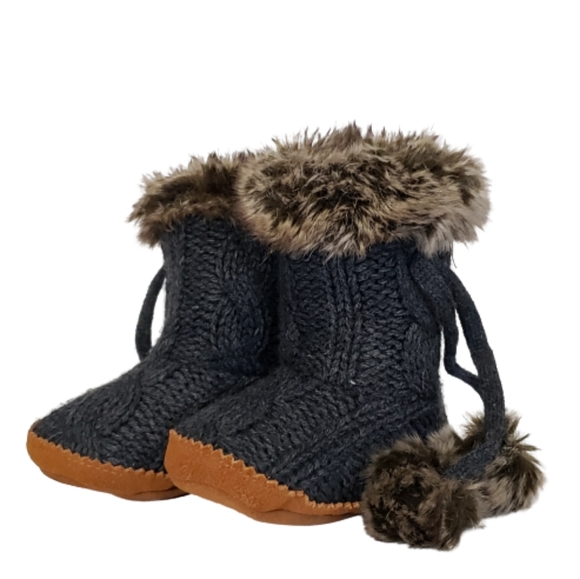 Restoration Hardware Gray Faux Fur Soft Sole Boots - Picture 1 of 11